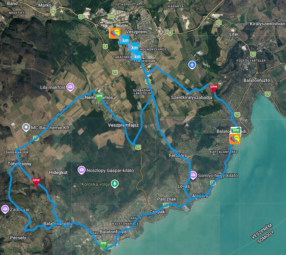 Tour de Hongrie 2026 verseny Veszprém Vármegyei térképe