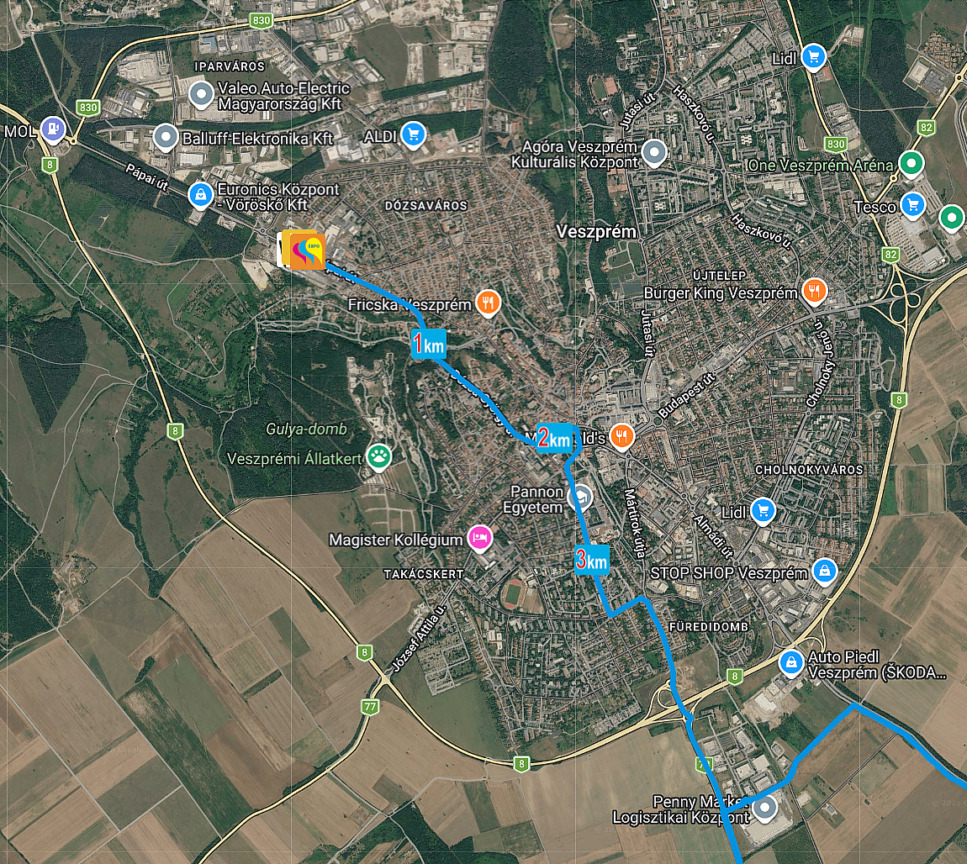 Tour de Hongrie 2026 verseny Veszprém városi térképe